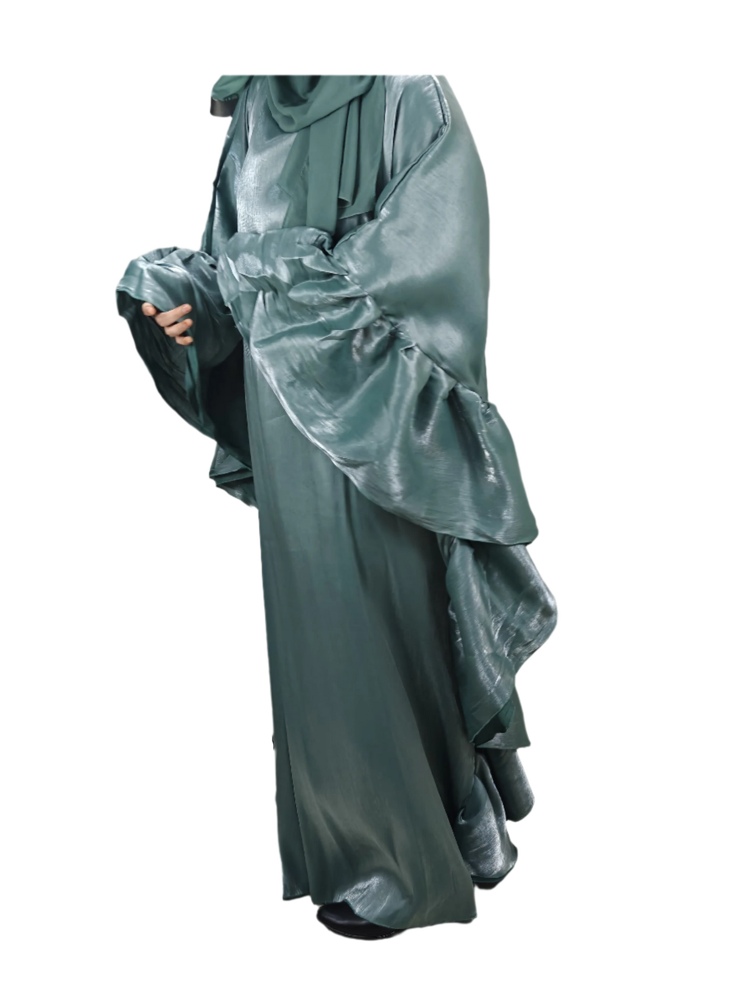 Sea Green Farasha Abaya - Crafted from Rotana Fabric, Made in Dubai