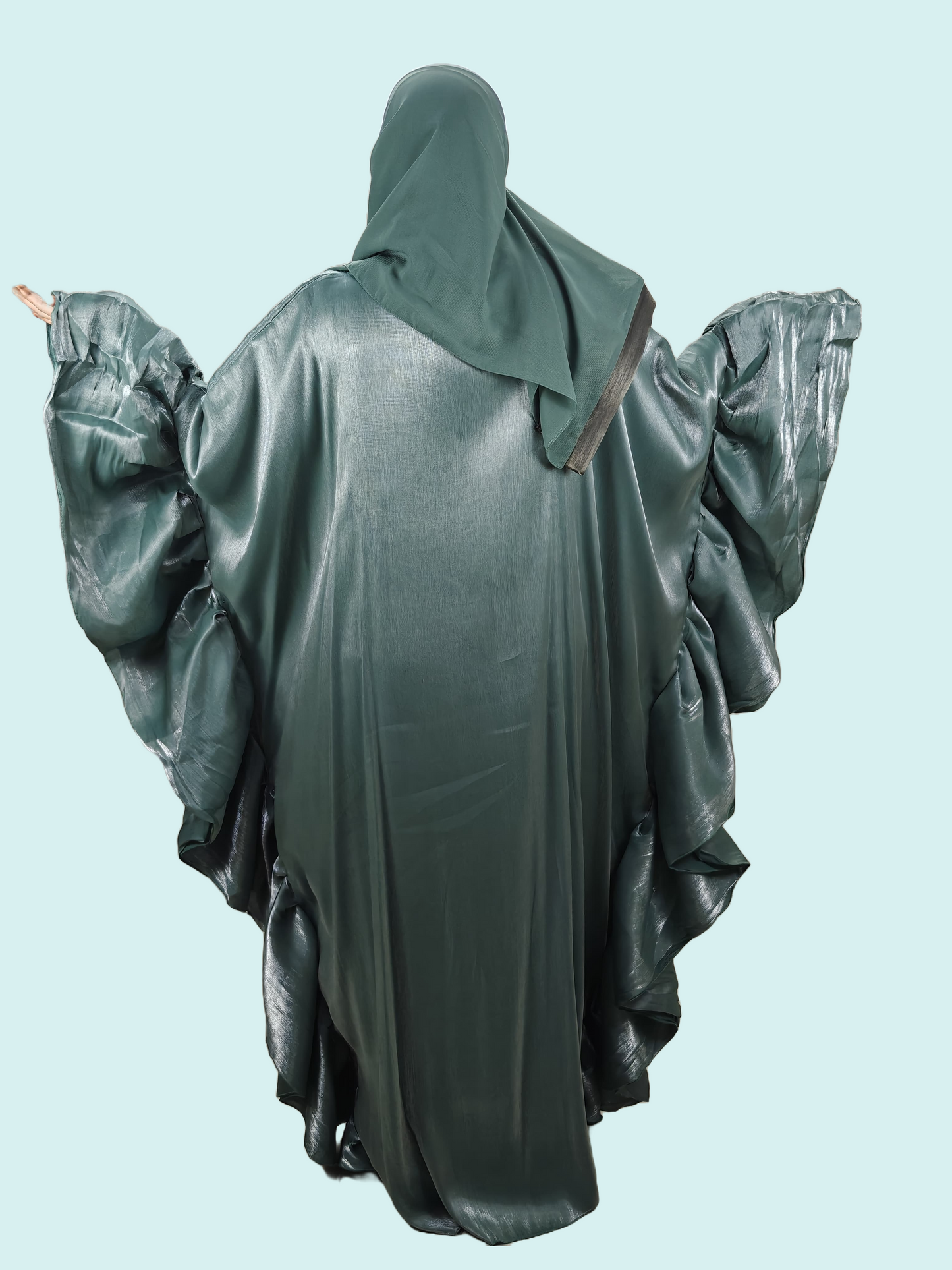 Sea Green Farasha Abaya - Crafted from Rotana Fabric, Made in Dubai