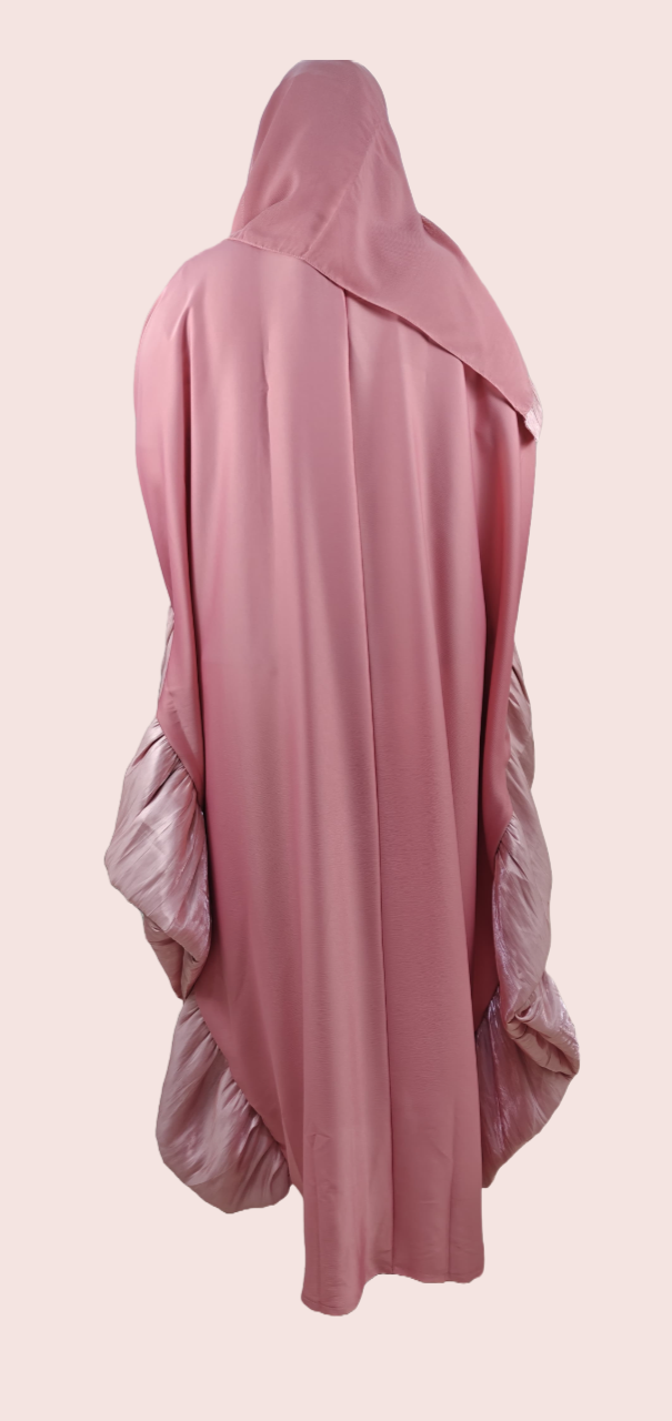 Baby Pink Butterfly Abaya with Scarf and Inside Belt - Crafted from Premium Korean Nida Fabric, Made in Dubai