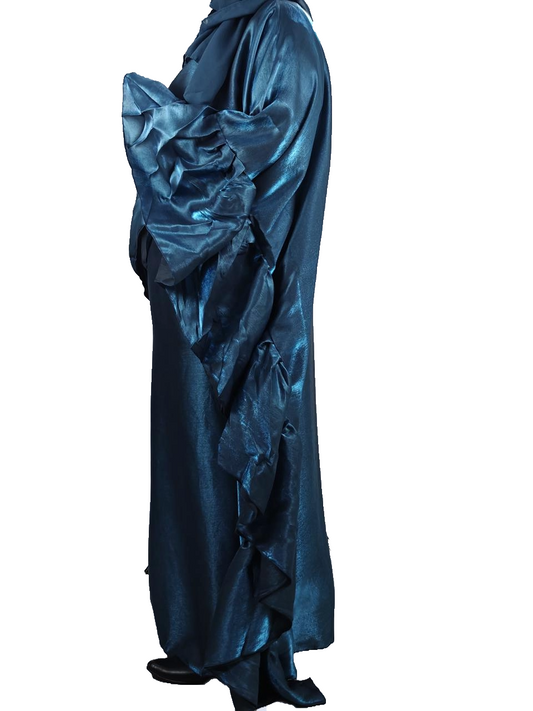 Royal Blue Farasha Abaya - Crafted from Rotana Fabric, Made in Dubai