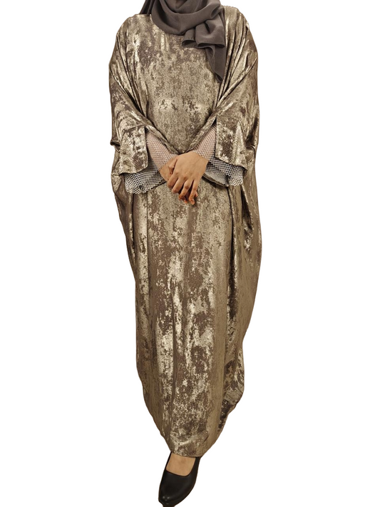 Copper Metallic Abaya - Crafted from Korean Marble Shaded Fabric, Made in Dubai