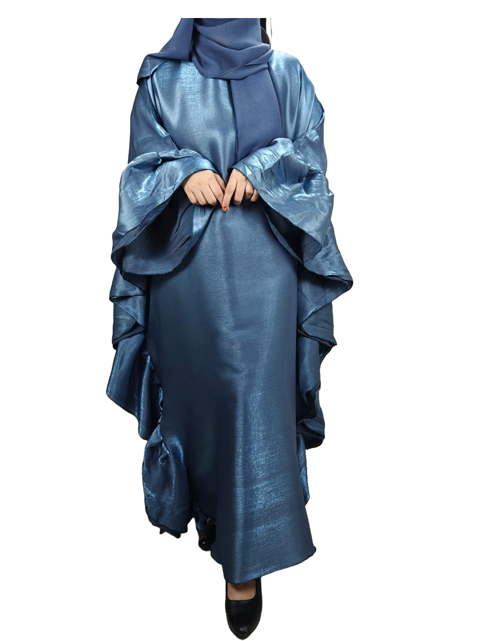 Blue Farasha Abaya - Crafted from Rotana Fabric, Made in Dubai