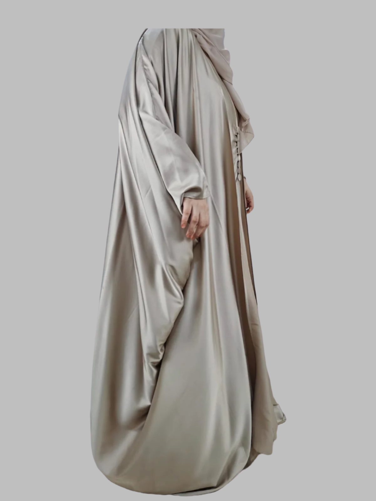 Golden Cape Style Abaya with Designer Inner - Crafted from Armani Silk, Made in Dubai