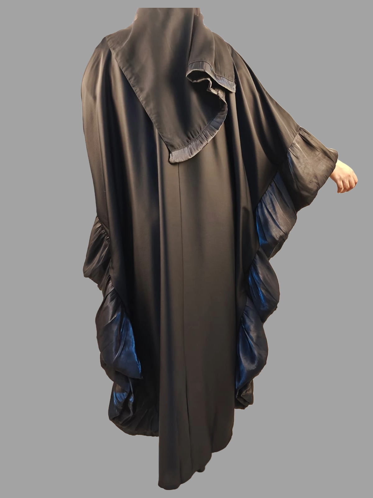 Black Butterfly Abaya with Scarf and Inside Belt - Crafted from Premium Korean Nida Fabric, Made in Dubai