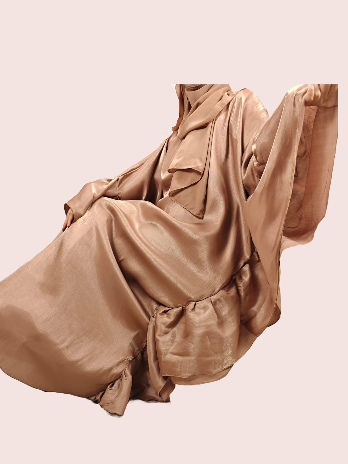 Rose Gold Farasha Abaya - Crafted from Rotana Fabric, Made in Dubai