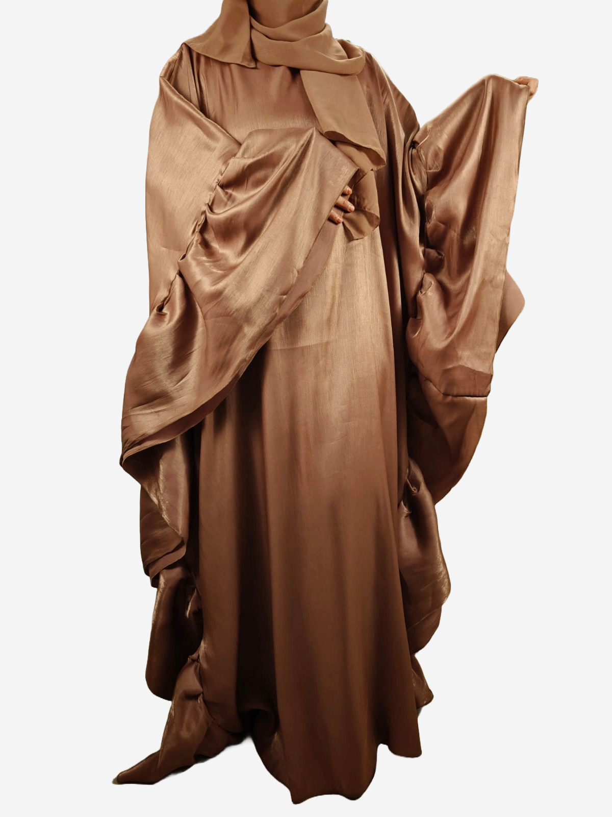 Rose Gold Farasha Abaya - Crafted from Rotana Fabric, Made in Dubai