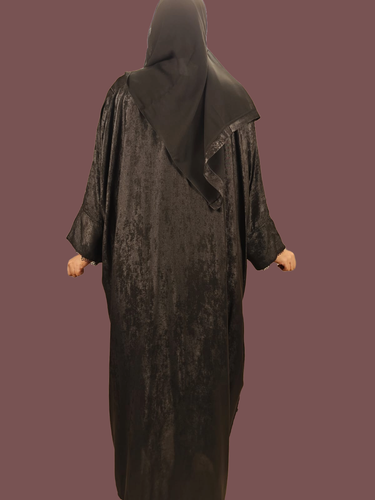 Black Metallic Abaya - Crafted from Korean Marble Shaded Fabric, Made in Dubai