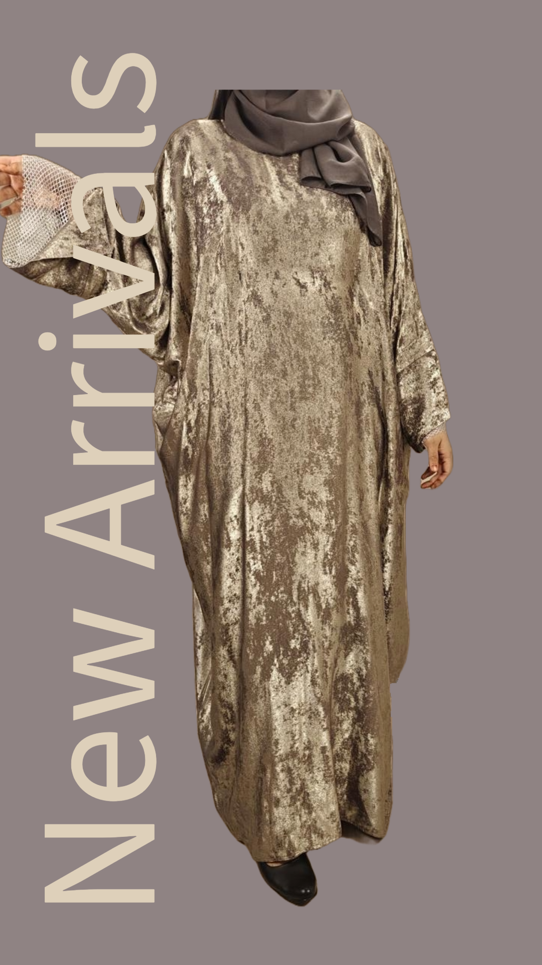 Copper Metallic Abaya - Crafted from Korean Marble Shaded Fabric, Made in Dubai