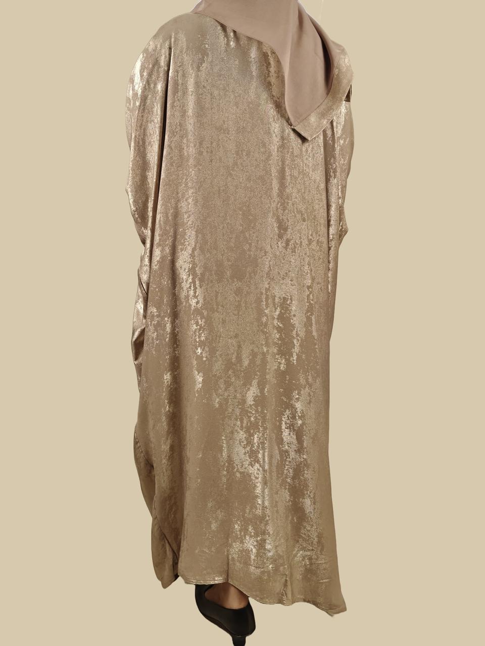 Golden Metallic Abaya - Crafted from Korean Marble Shaded Fabric, Made in Dubai