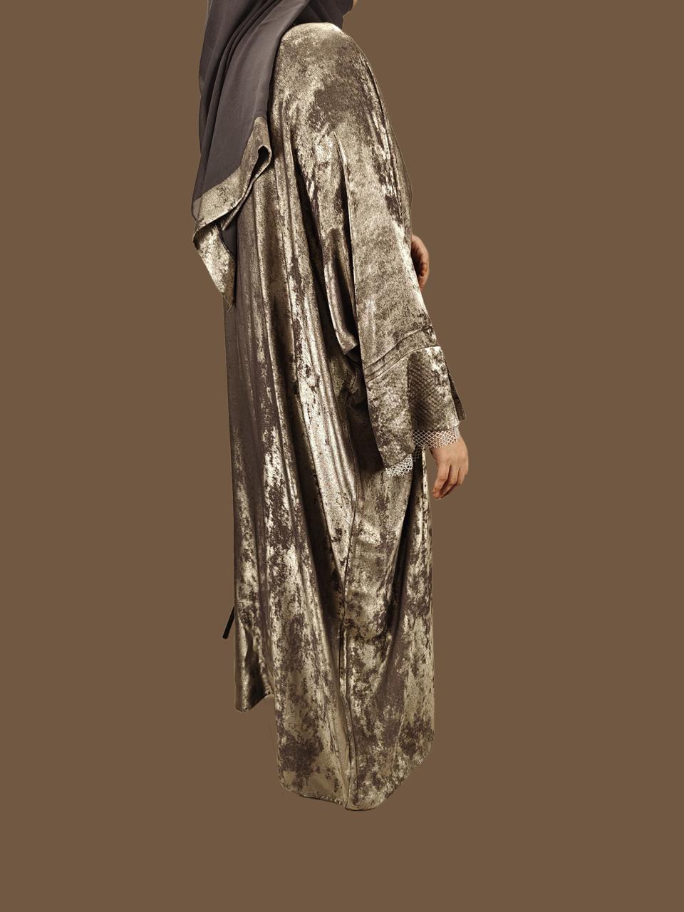 Copper Metallic Abaya - Crafted from Korean Marble Shaded Fabric, Made in Dubai